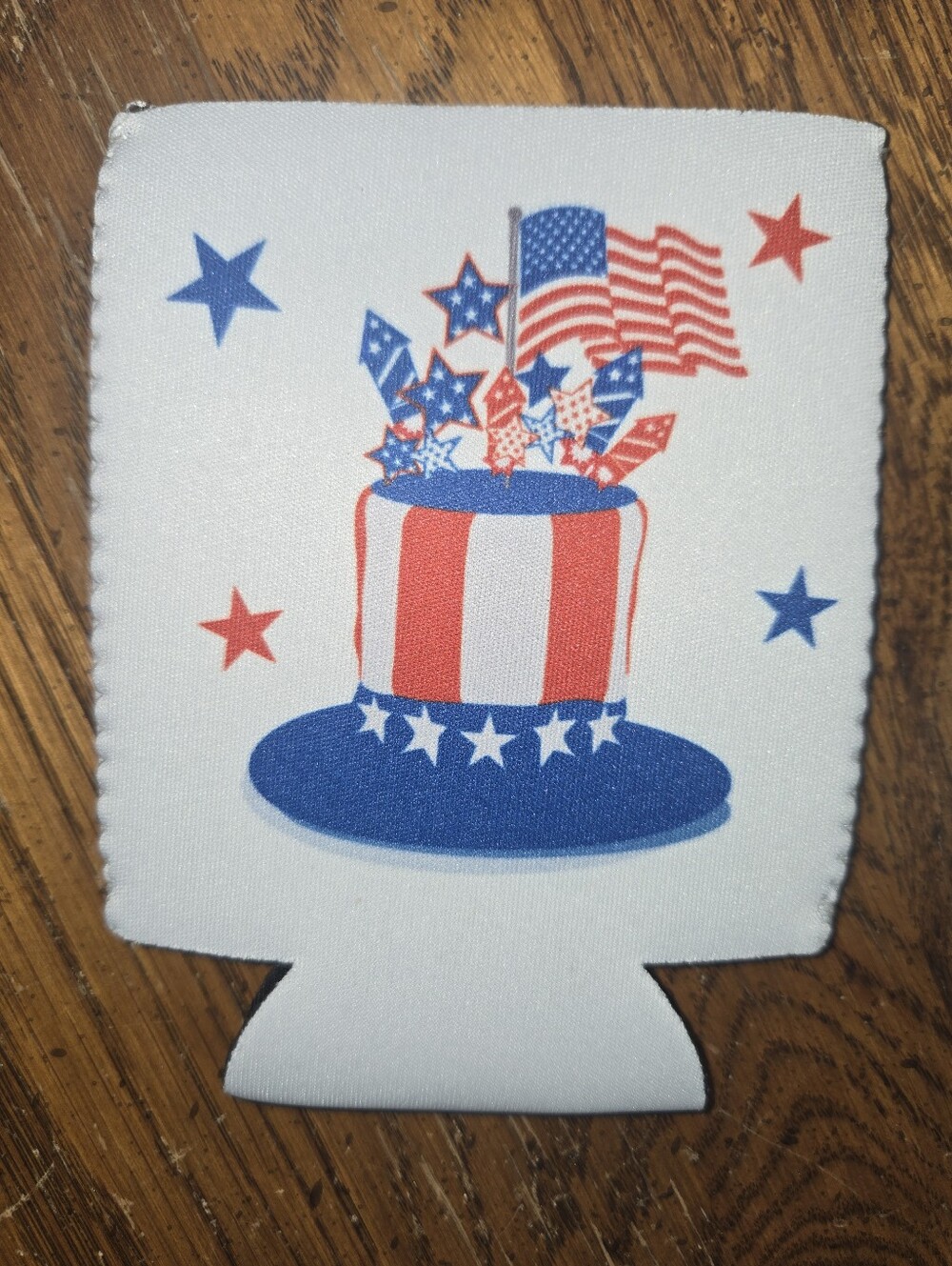 Patriotic Uncle Sam Top Hat Can Koozie - Red White Blue